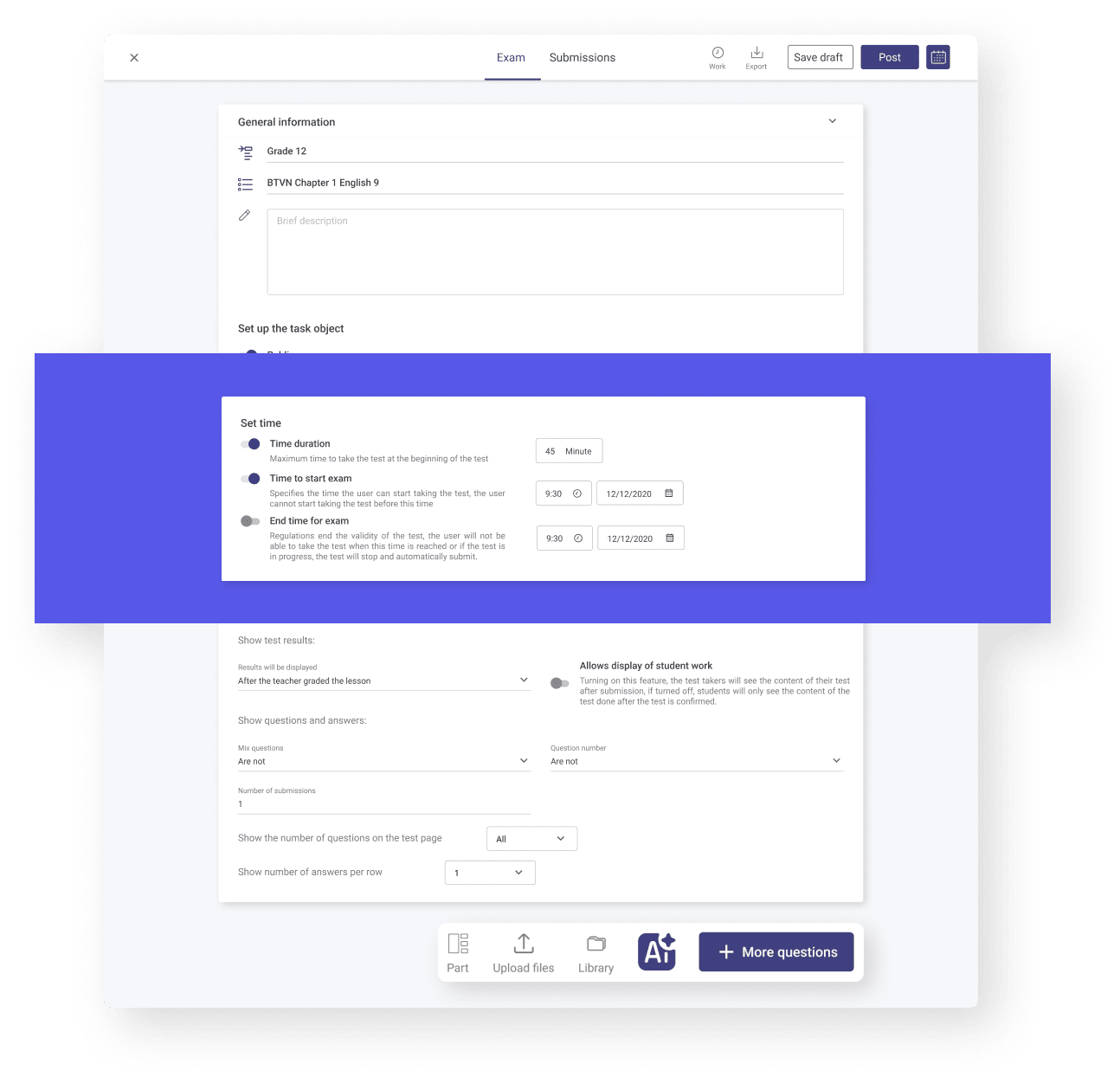 Quản lý thời gian thi online và lên lịch kiểm tra - NineQuiz hỗ trợ giáo viên tổ chức thi hiệu quả