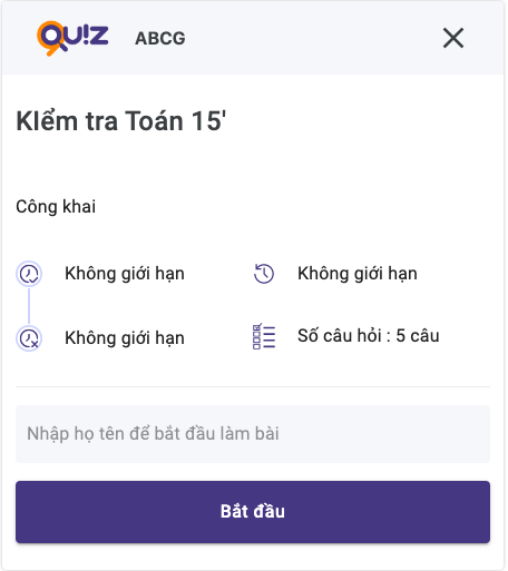 Làm bài trắc nghiệm Toán trên Ninequiz