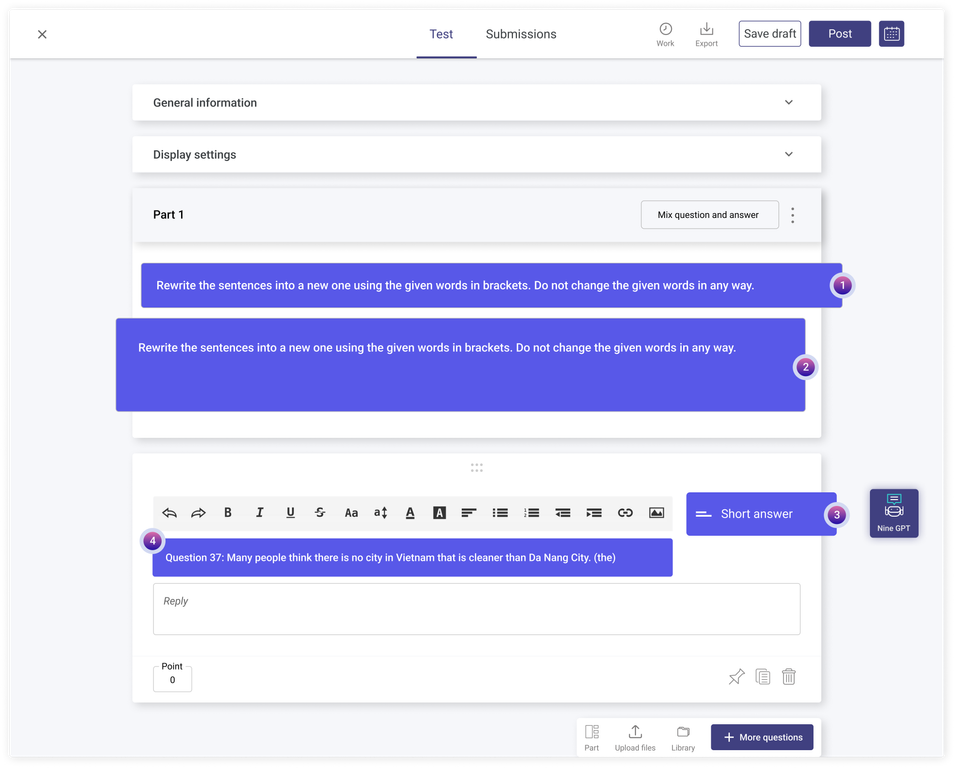 Instructions for Creating an Online English Test