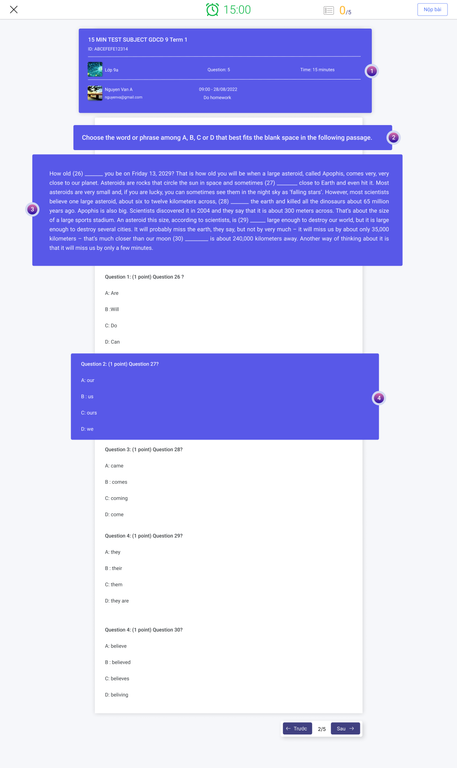 Instructions for Creating an Online English Test