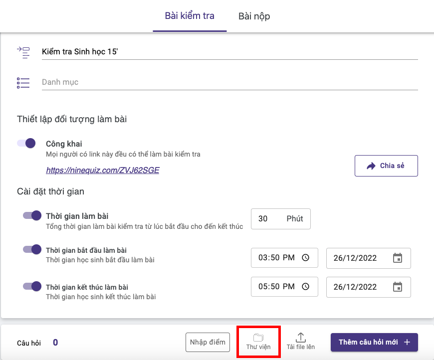 Cách tạo đề trắc nghiệm Sinh