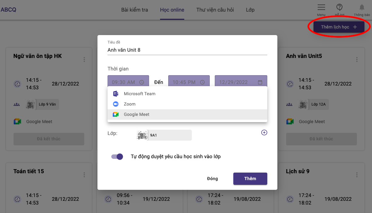 Educational software integrated with video call application
