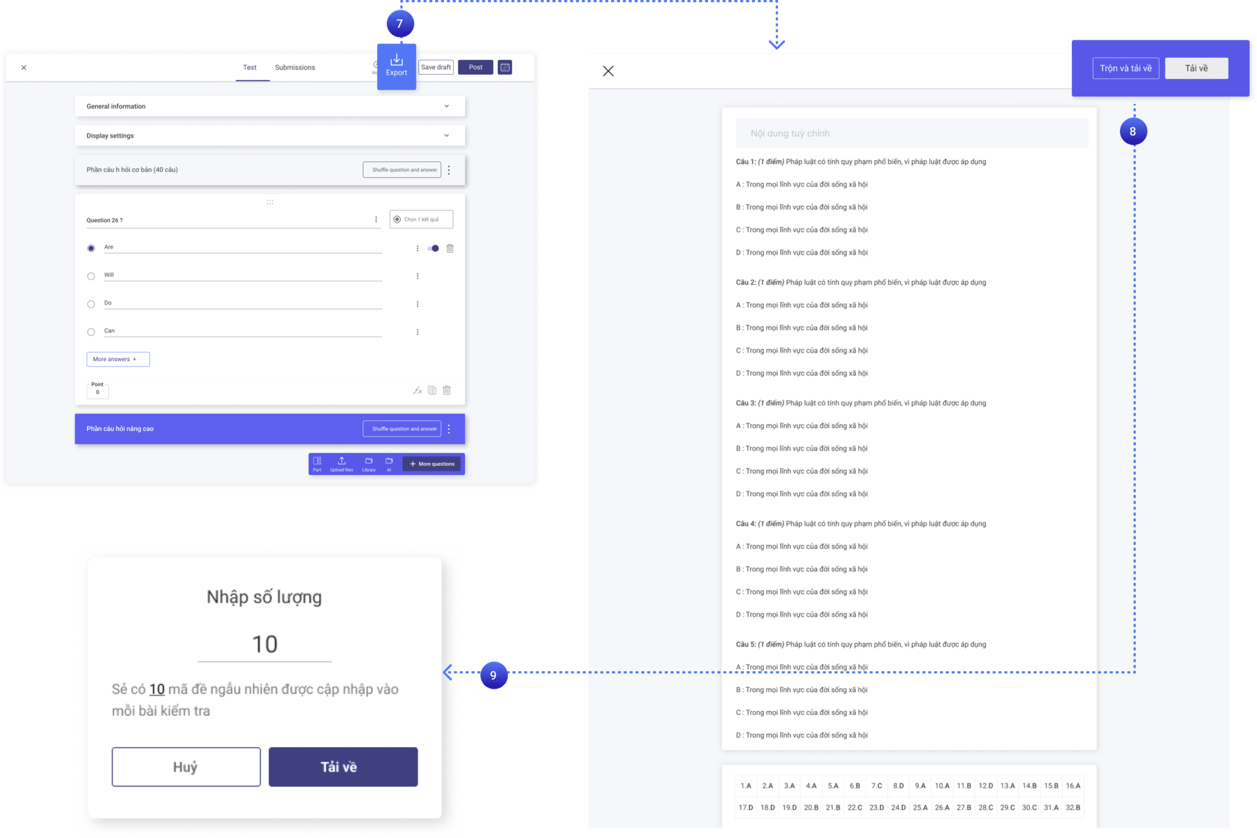 Phần mềm trộn câu hỏi trắc nghiệm online Ninequiz
